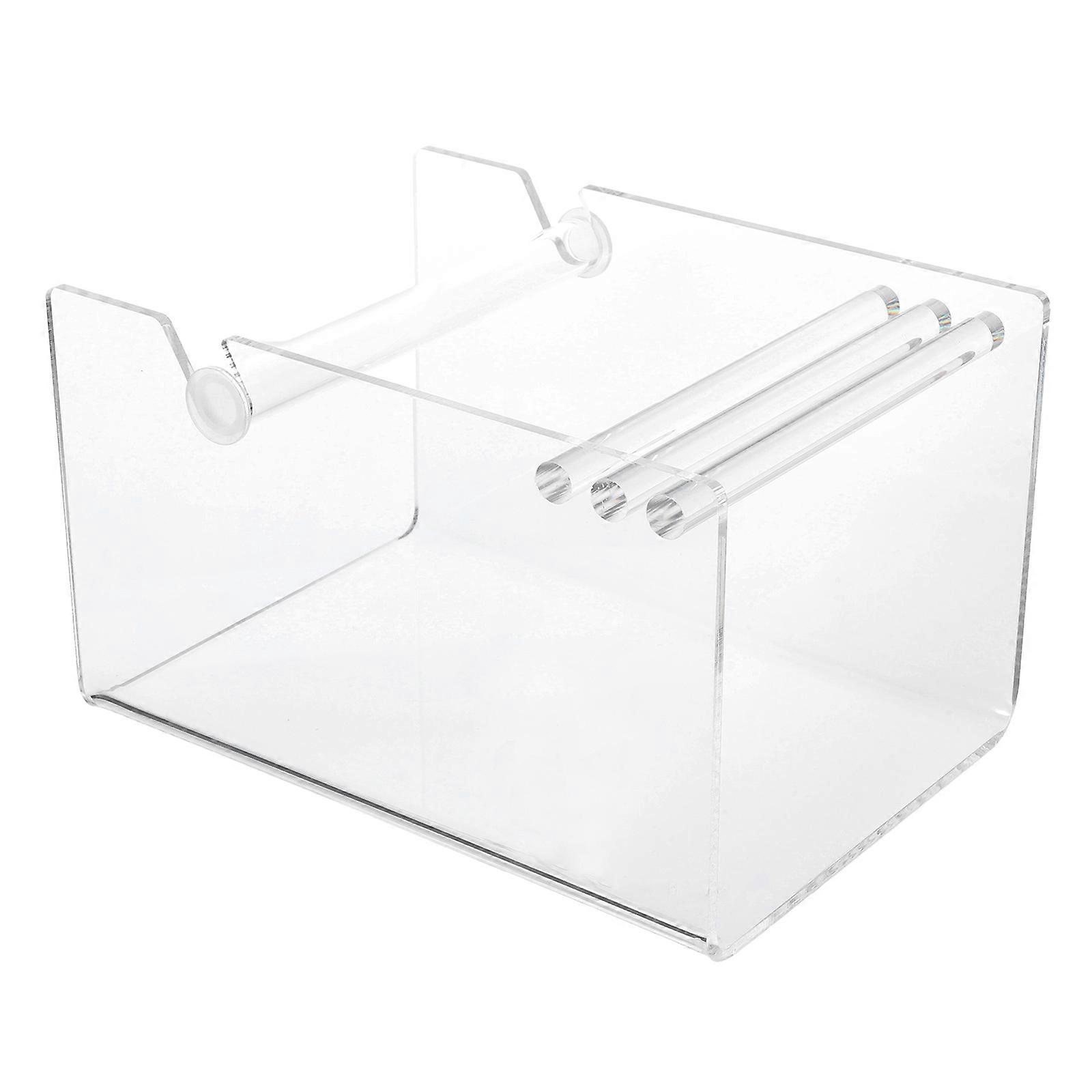Sticker Roll Holder Stand Adjustable Acrylic Organizer with 3 Disks Storage Rack