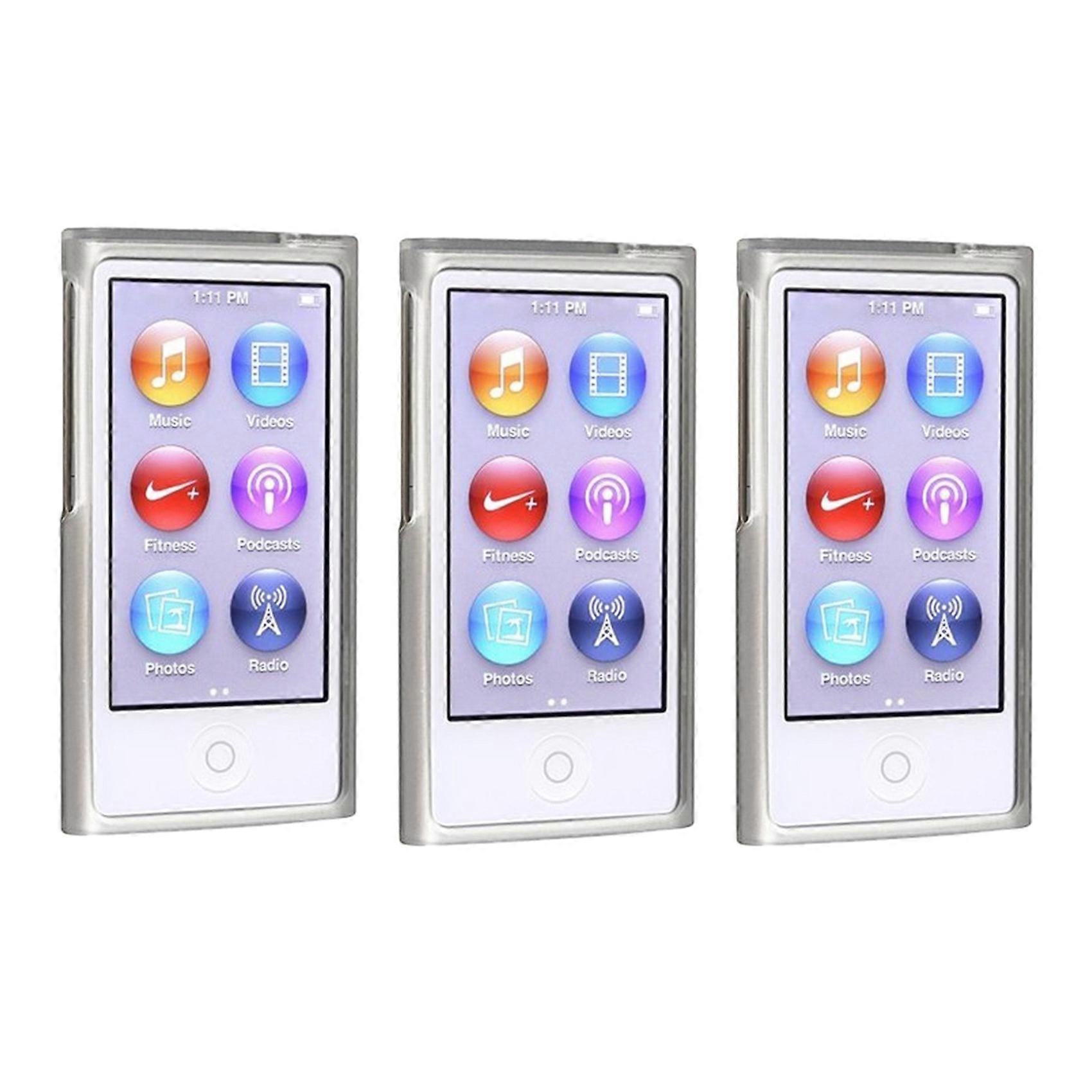 3X TPU Rubber Skin Case Compatible with Apple iPod Nano 7Th Generation, Frost Clear White