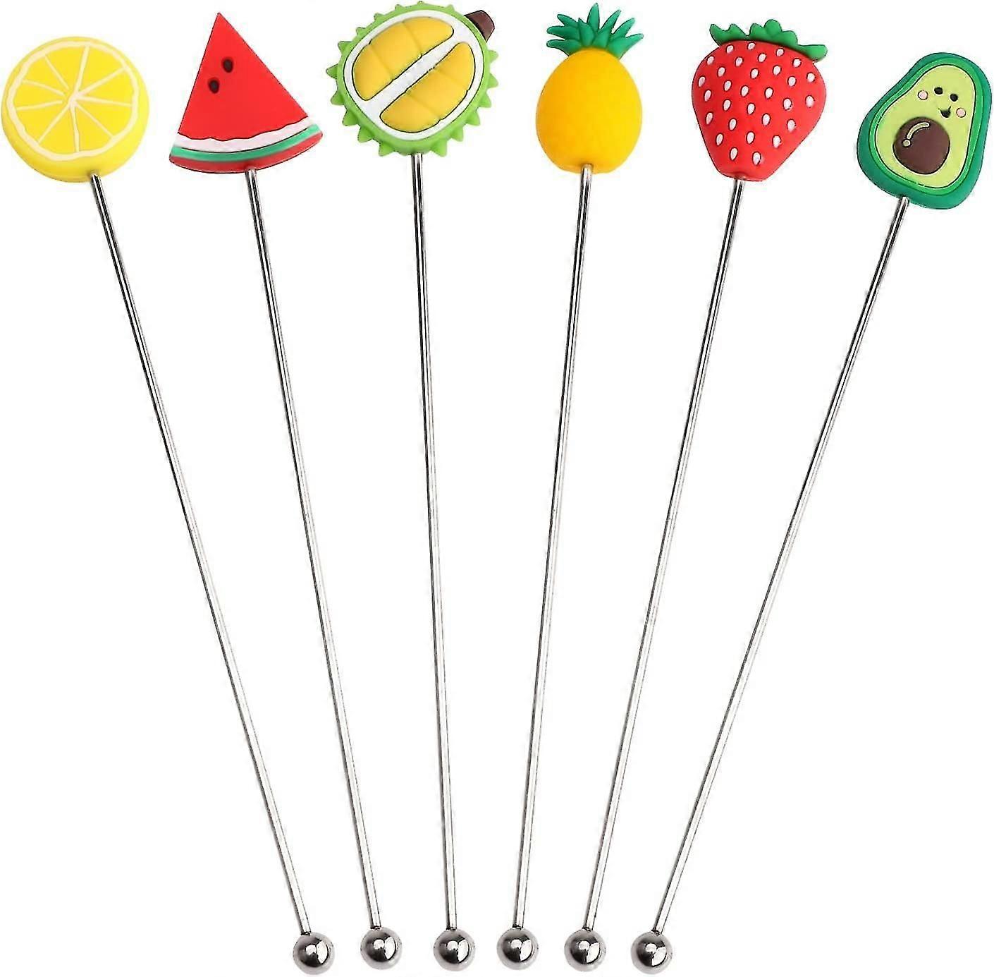 كوكتيل خلاط خلاط العصي 6 قطع الاستوائية كوكتيل خلاط كوكتيل مشروب خلاط مع لطيف نمط الفاكهة لبار ، مقهى ، زفاف ، عيد ميلاد ، هاواي P