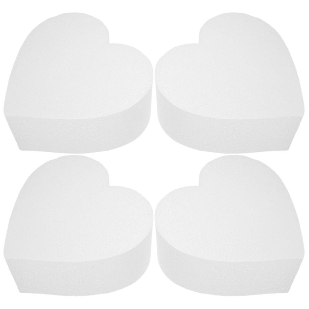 Foam Cake Dummy Heart Shaped for Cake Decorating Practice 4Pcs White