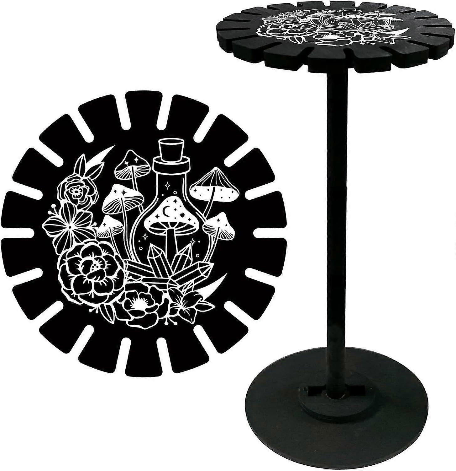 Mushroom Magic Potion Pendulum Display Shelf Holder Stand Black Wooden Dowsing Divination Metaphysical Magic Boards Stuff for Home Hanging Stone Essen
