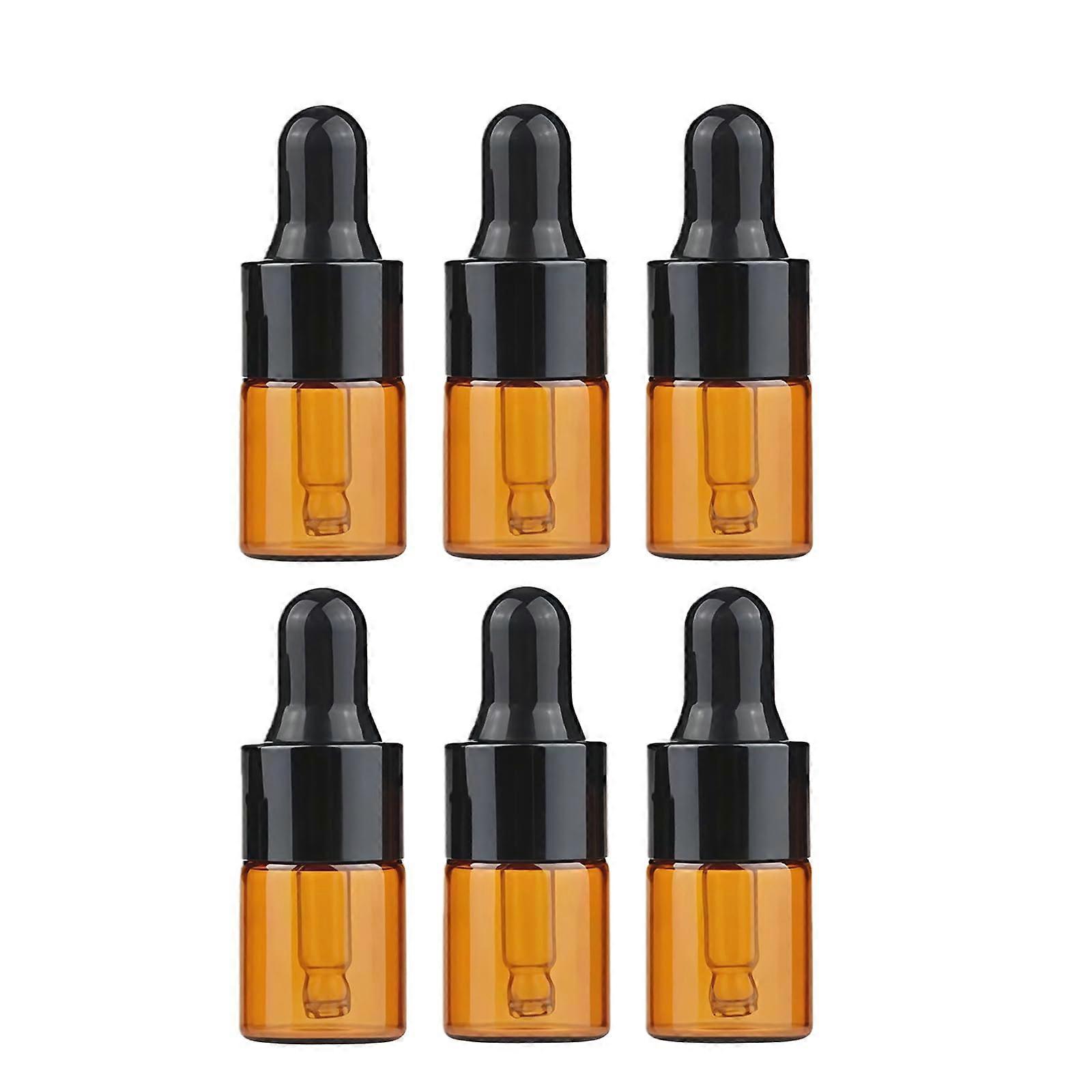 6Pcs 3ml Amber Glass Dropper Bottles with LeakProof Cap and UV Protection for Samples