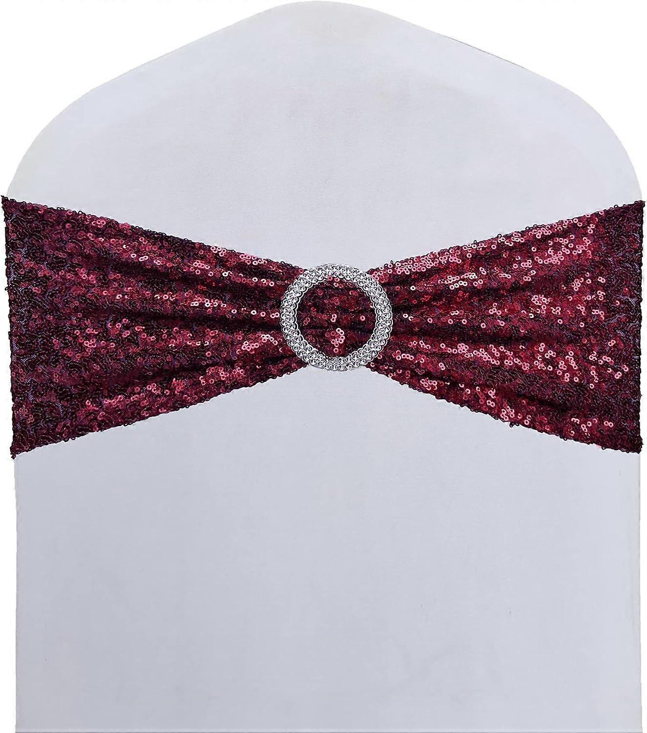 High Elastic Sequin Chair Sashes Bling Bling Chair Sashes with Buckle Soft