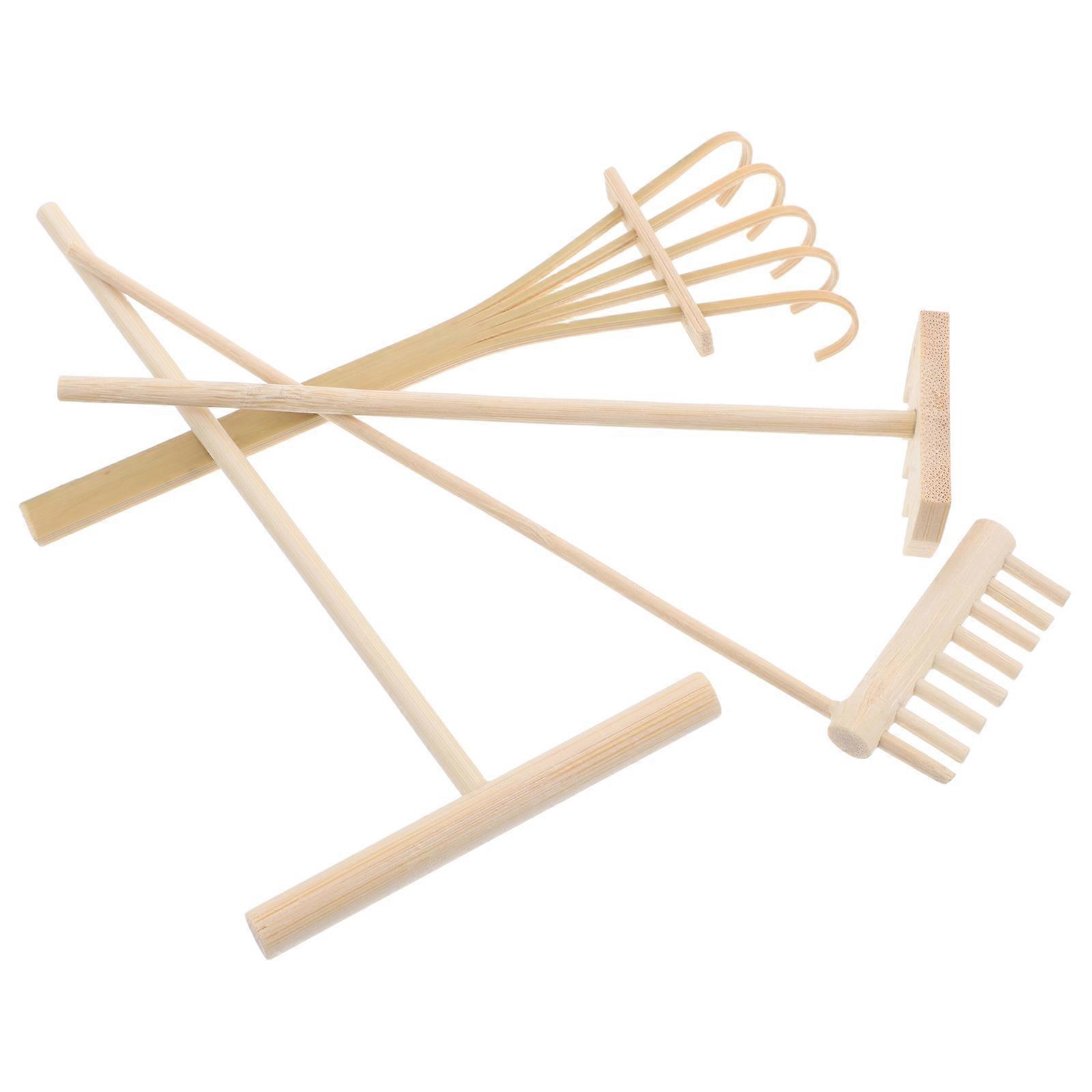 Zen Sand Garden Accessory Wooden Rake Set for Mindfulness Practice 4Pcs