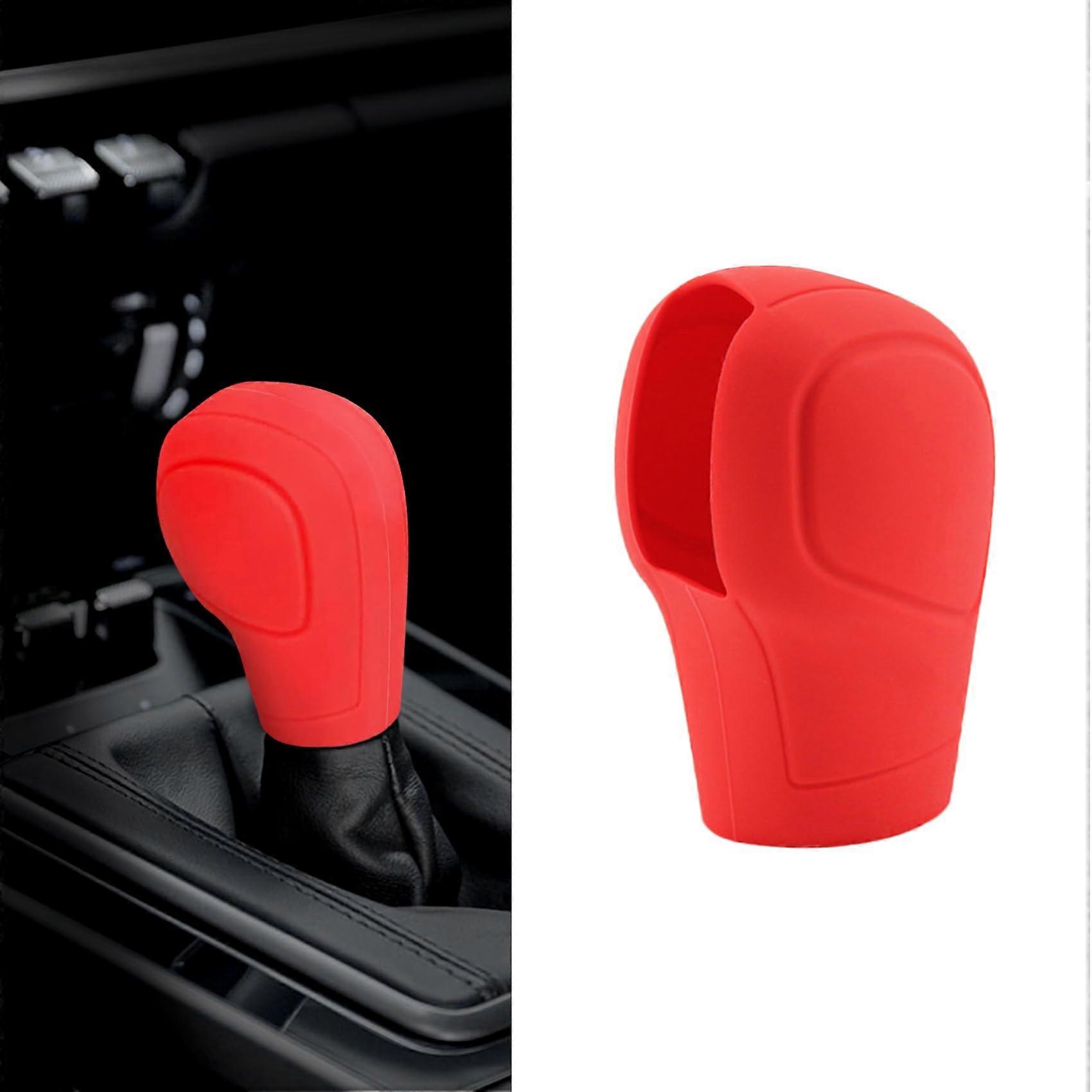Car Gear Shift Knob Cover Silicone AntiSlip Protector Universal Fit Durable Scratch Protection Red