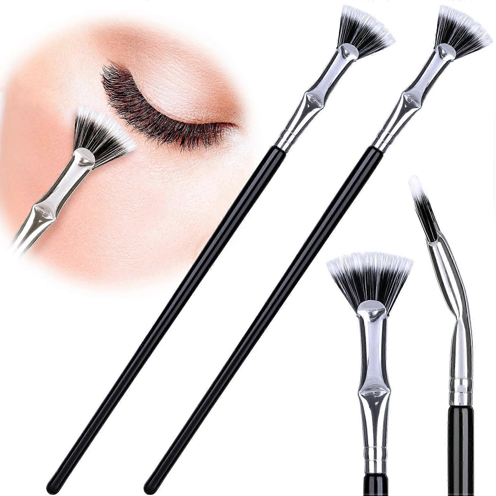 2pcs Folding Mascara Fan Brush and Eyelash Comb Separator with Soft Bristles for Precision Lash Lift