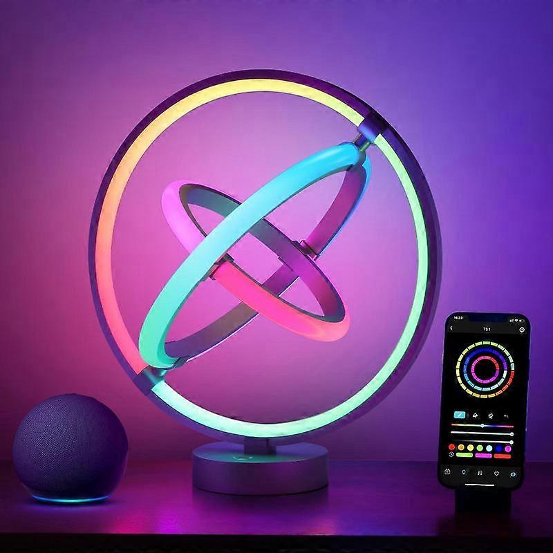 Lepro RGBIC AI Smart Table Lamp, Music Sync Smart Table Lamp Work with Alexa Google, LED Desk Lamp with 16M Colors, Color Changing Atmospher