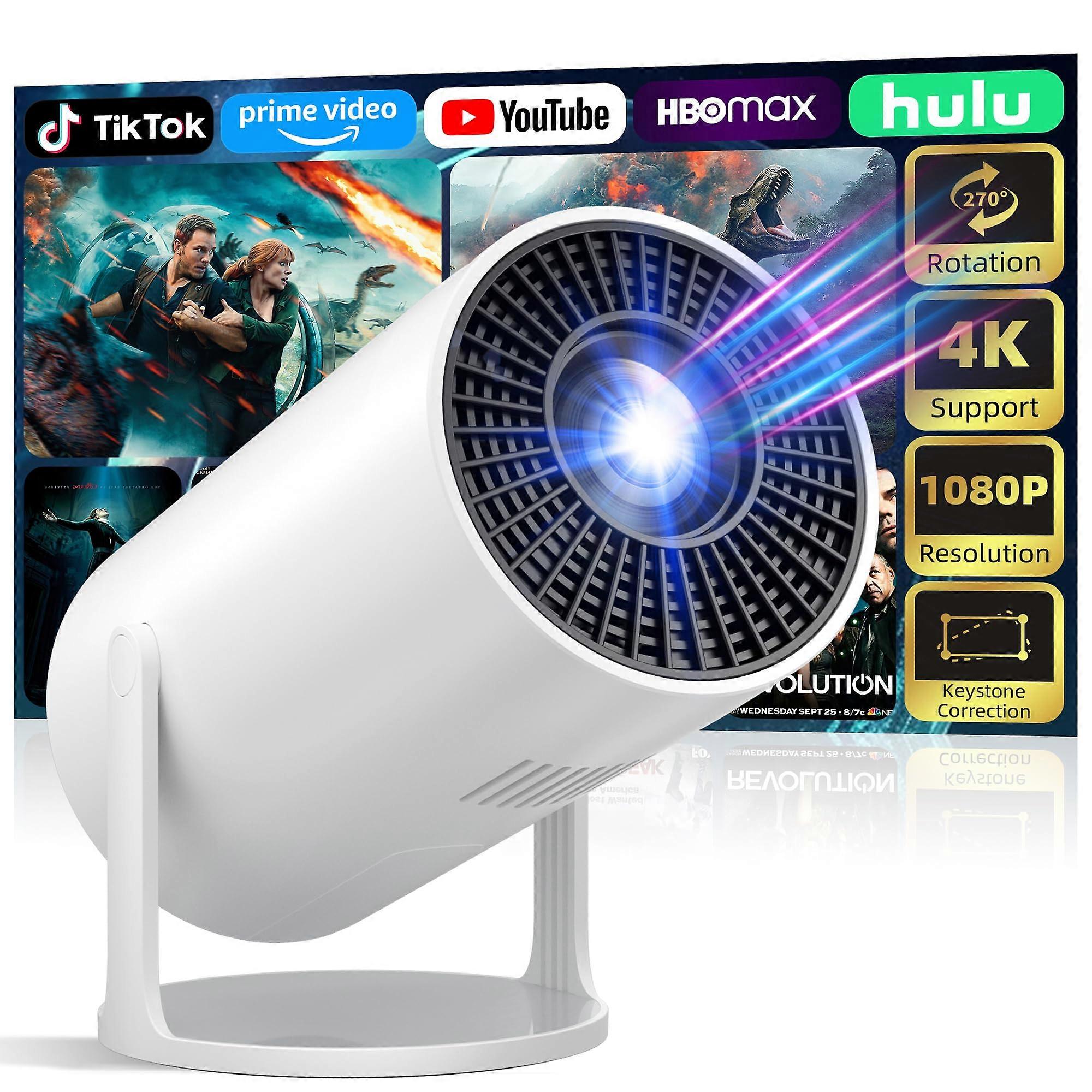 Portable 1080P Projector with 4K Support, 270° Rotatable Stand, HiFi Speakers for Home and Outdoor