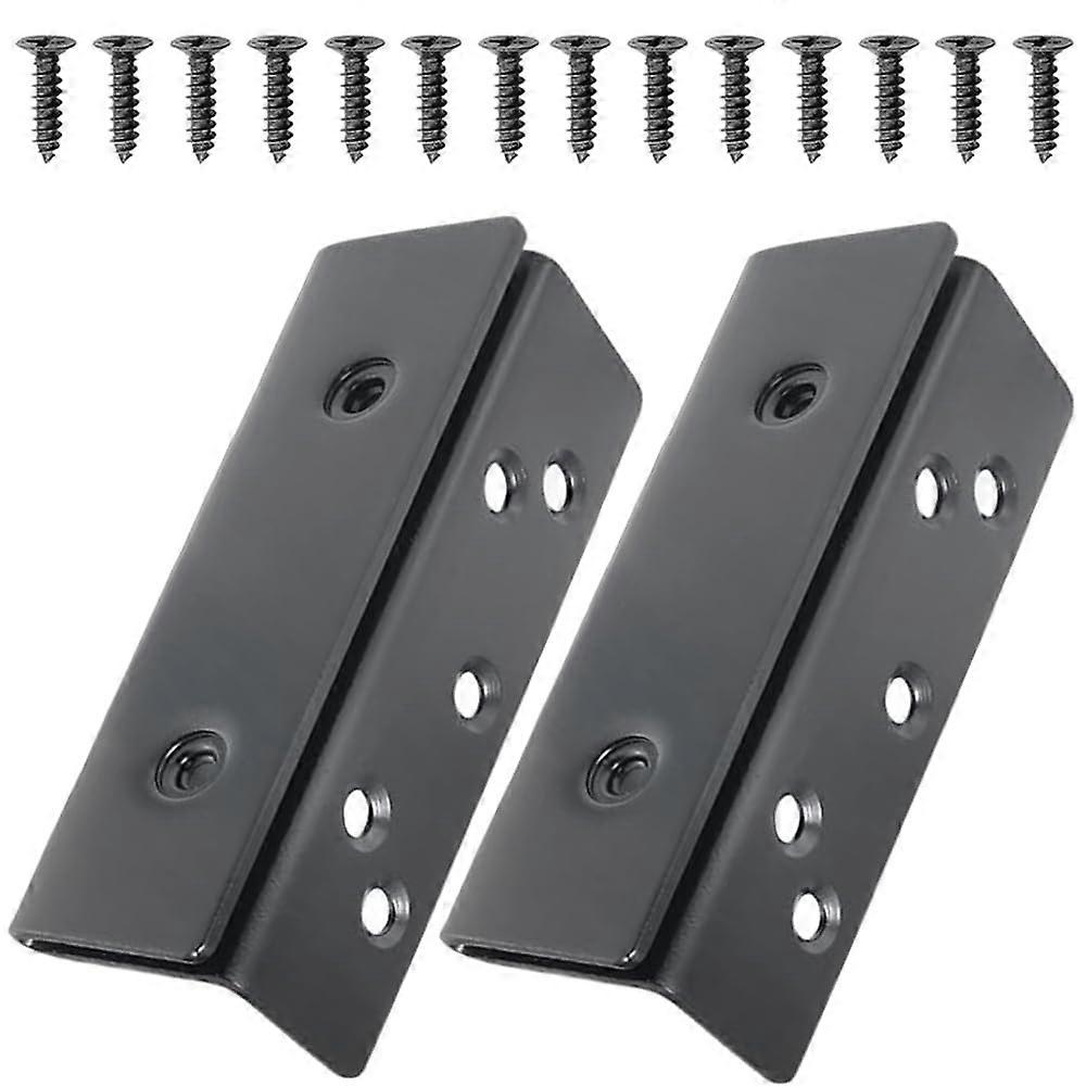 2Pcs Heavy Duty Bed Rail Brackets with Screws, Secure Double Hook Bed Frame Brackets for Wood Bed