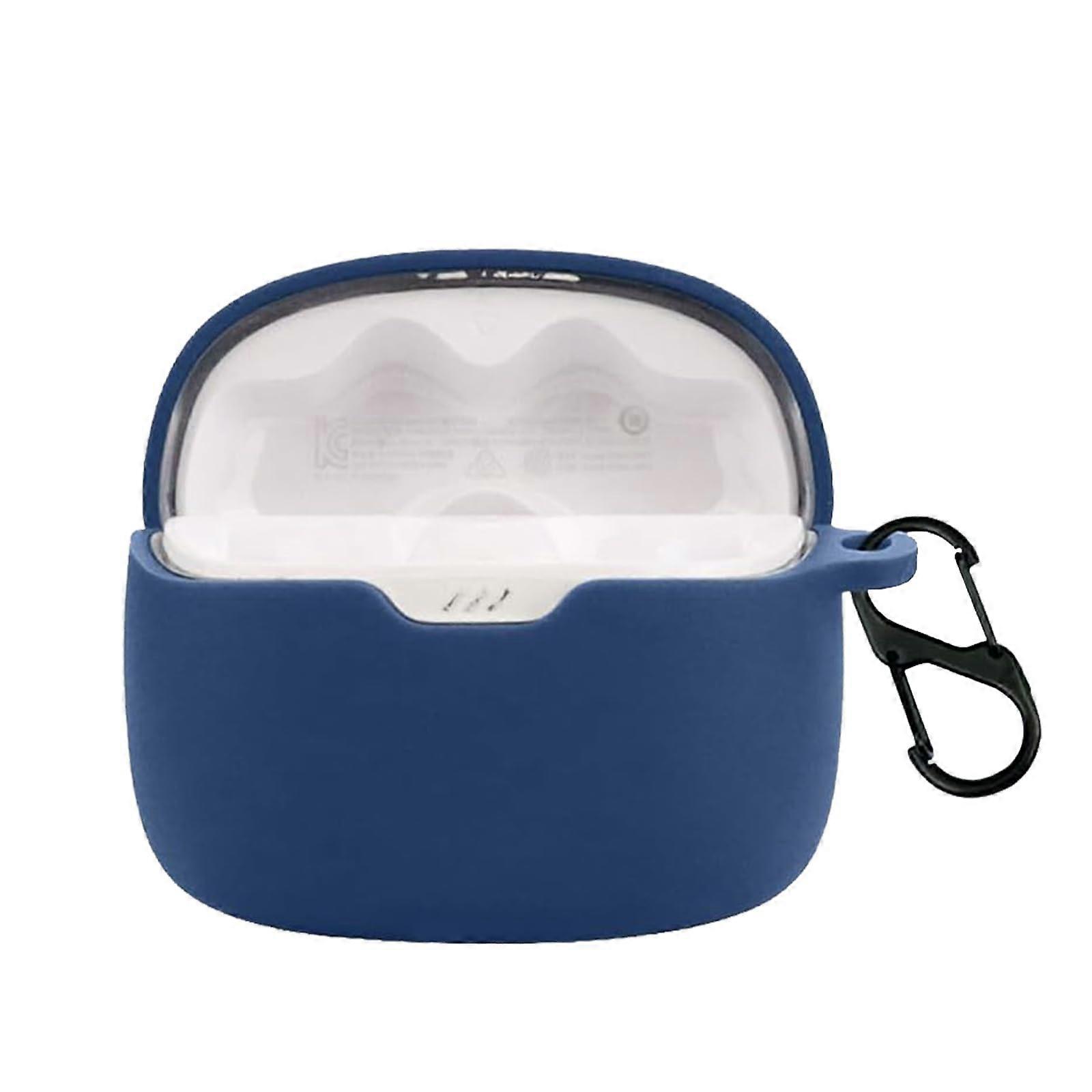 Case for JBL Tune Beam With Carabiner Anti Scratch  Soft Silicone Full Protective Case Shockproof Ultra Slim Blue