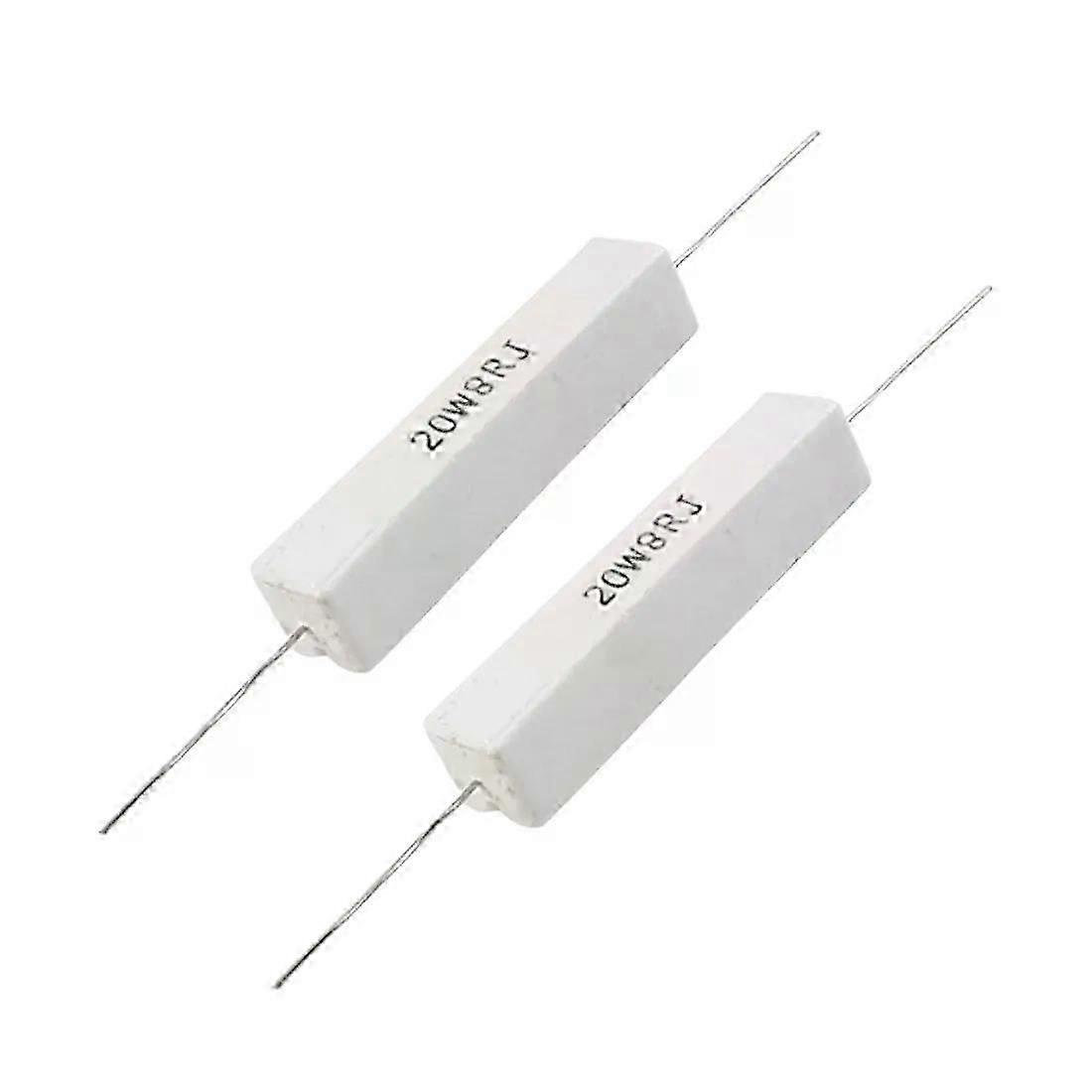 2 Pcs Wire Wound Ceramic Cement Resistor 8 Ohm 20W 5%