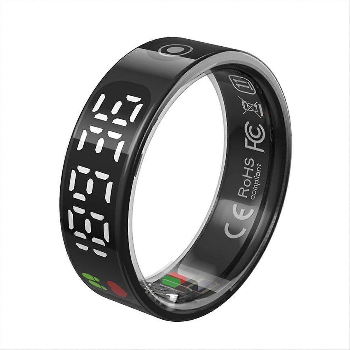 Smart Ring with Display Screen and Touch, Wireless Charging, Health Manager, 5 ATM Waterproof for M