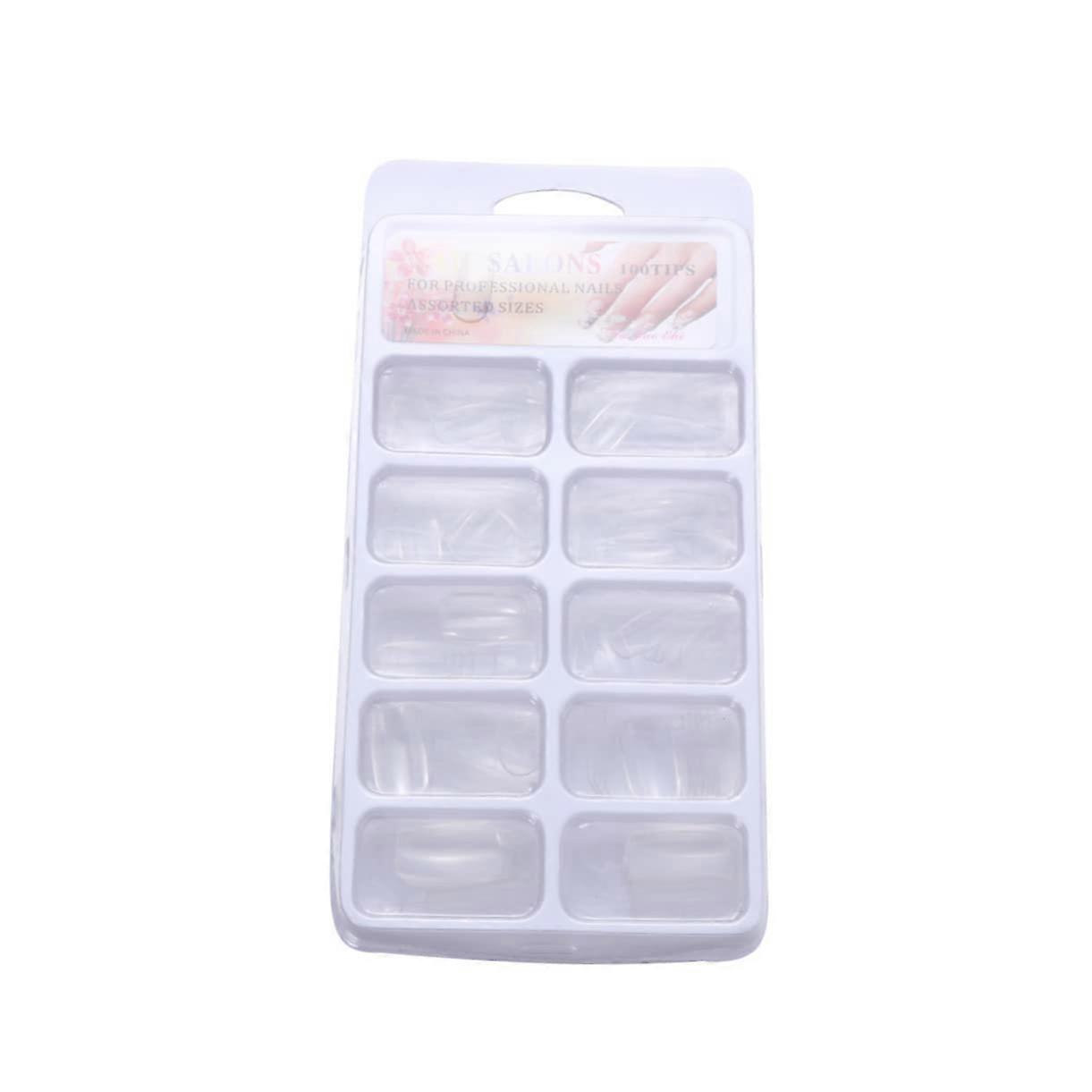 100pcs Transparent False Nail Tips for Nail Art, Durable Clear Acrylic Tips for Professionals and Beginners
