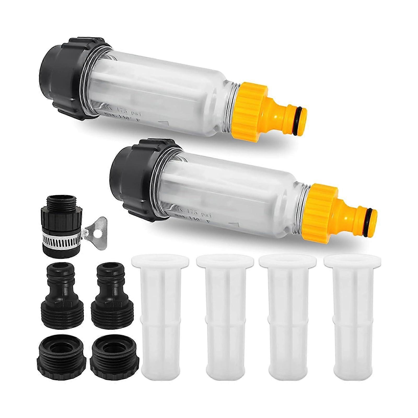 Garden Hose Water Filter 3/4 Inch PreFilter with 5 Quick Connect Adapters and 4 Inserts