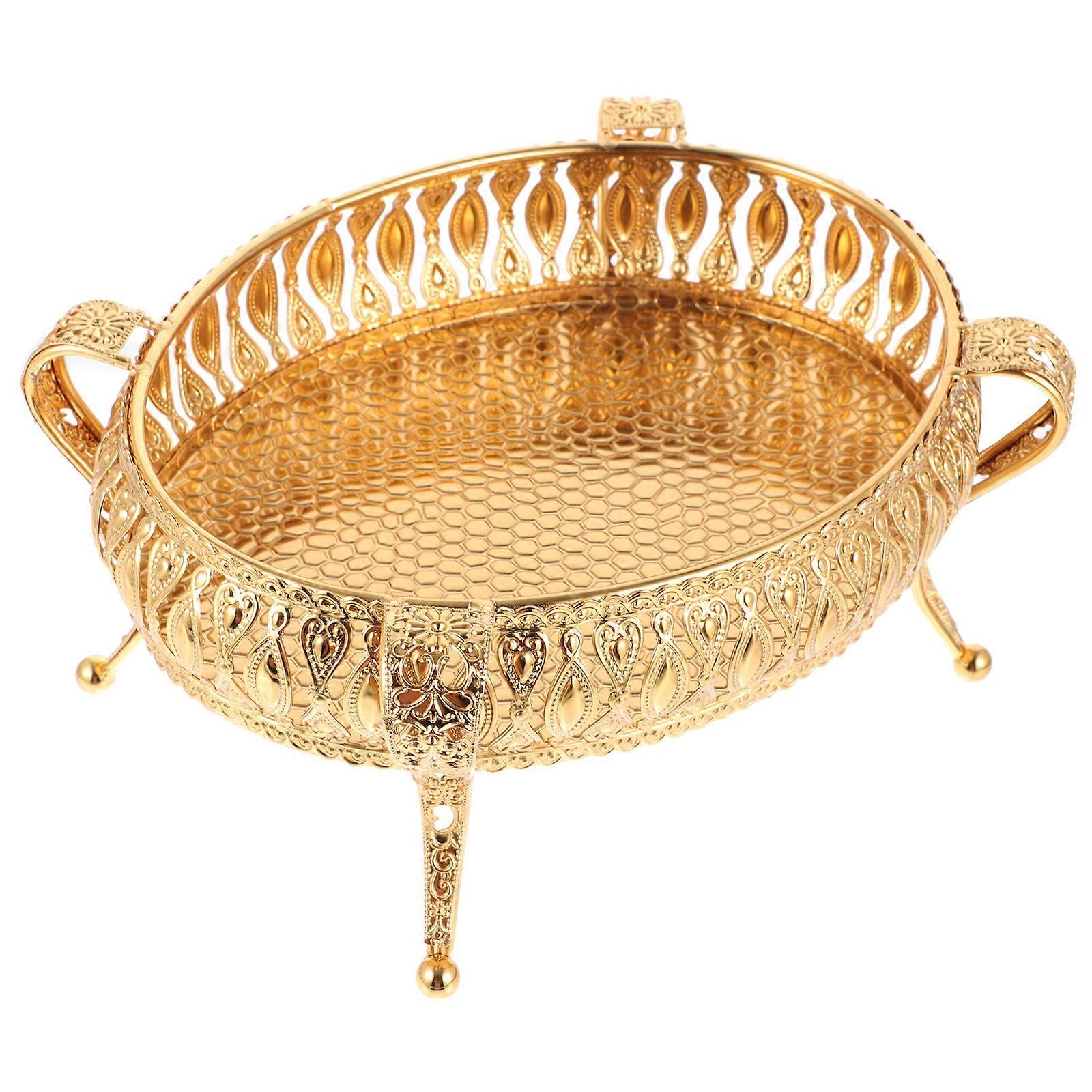 Golden Fruit Storage Tray for Home 1Pcs Snack Plate