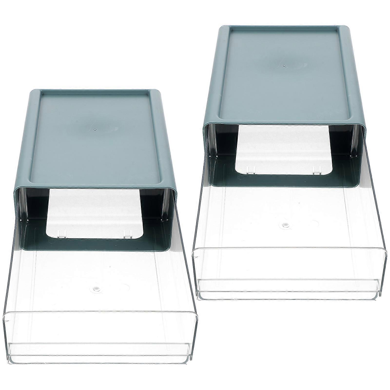 Files Storage Box for Desktop Use with 2Pcs Drawer-Type Organizers