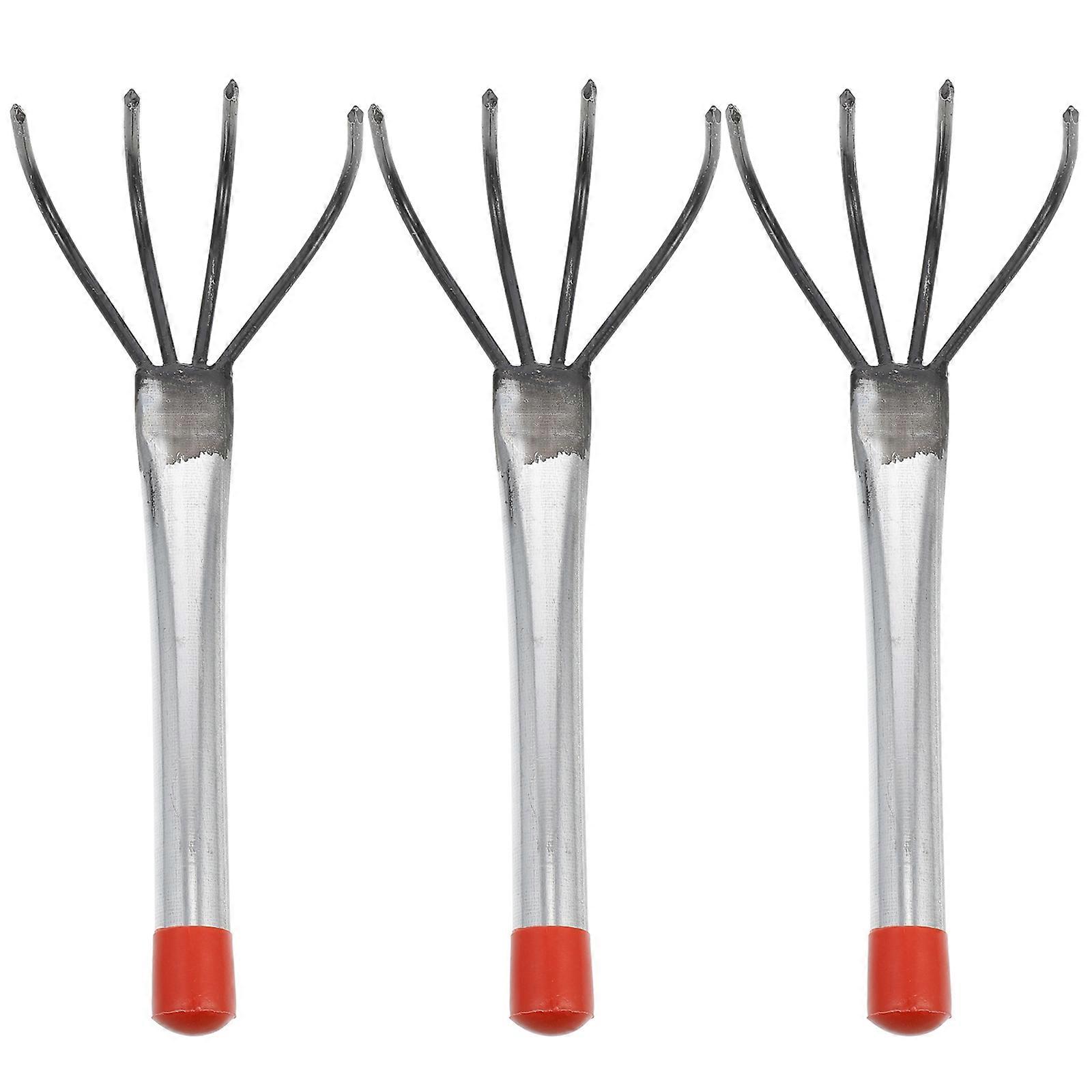 Four Claw Rake Steel Garden Rake for Earthnut Digging with 3Pcs Tools