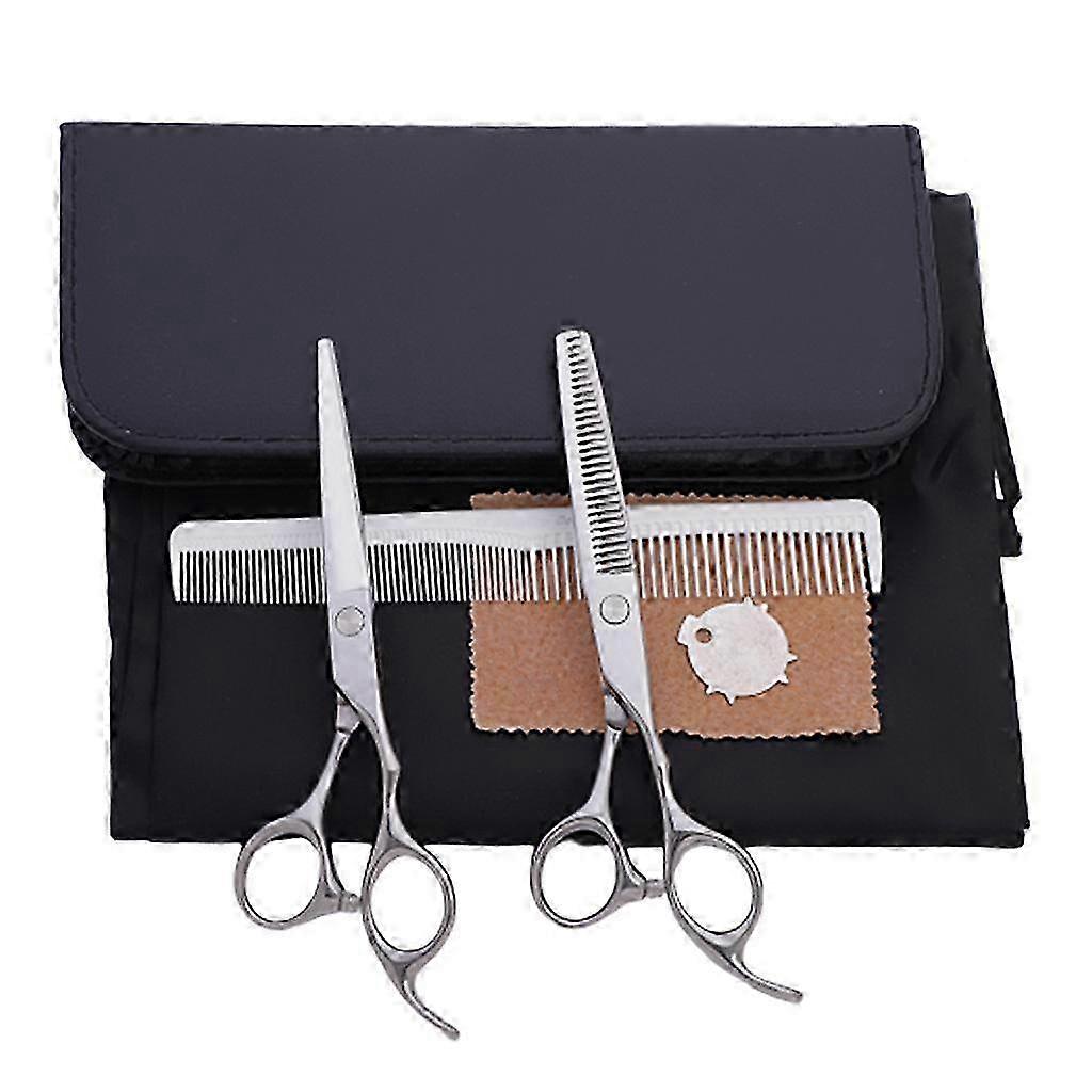 2025 6" Stainless Steel Barber Cutting Thinning Texturizing Scissors Comb Set Silver