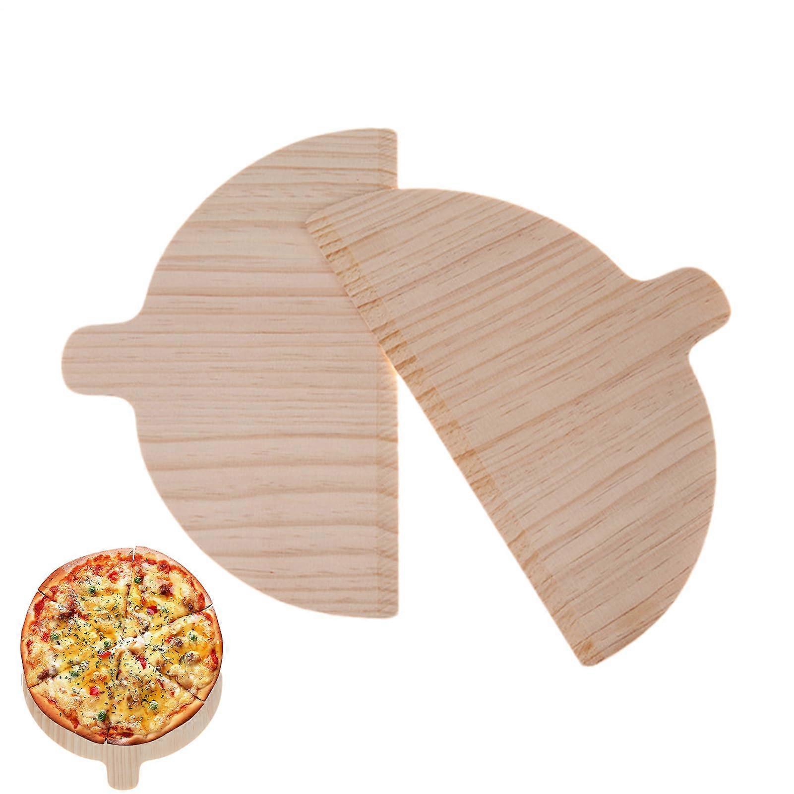 Wooden Pizza Peel with Ergonomic Handle, Semi Round Rustic Bread Paddle for Easy Baking, 2 Pack