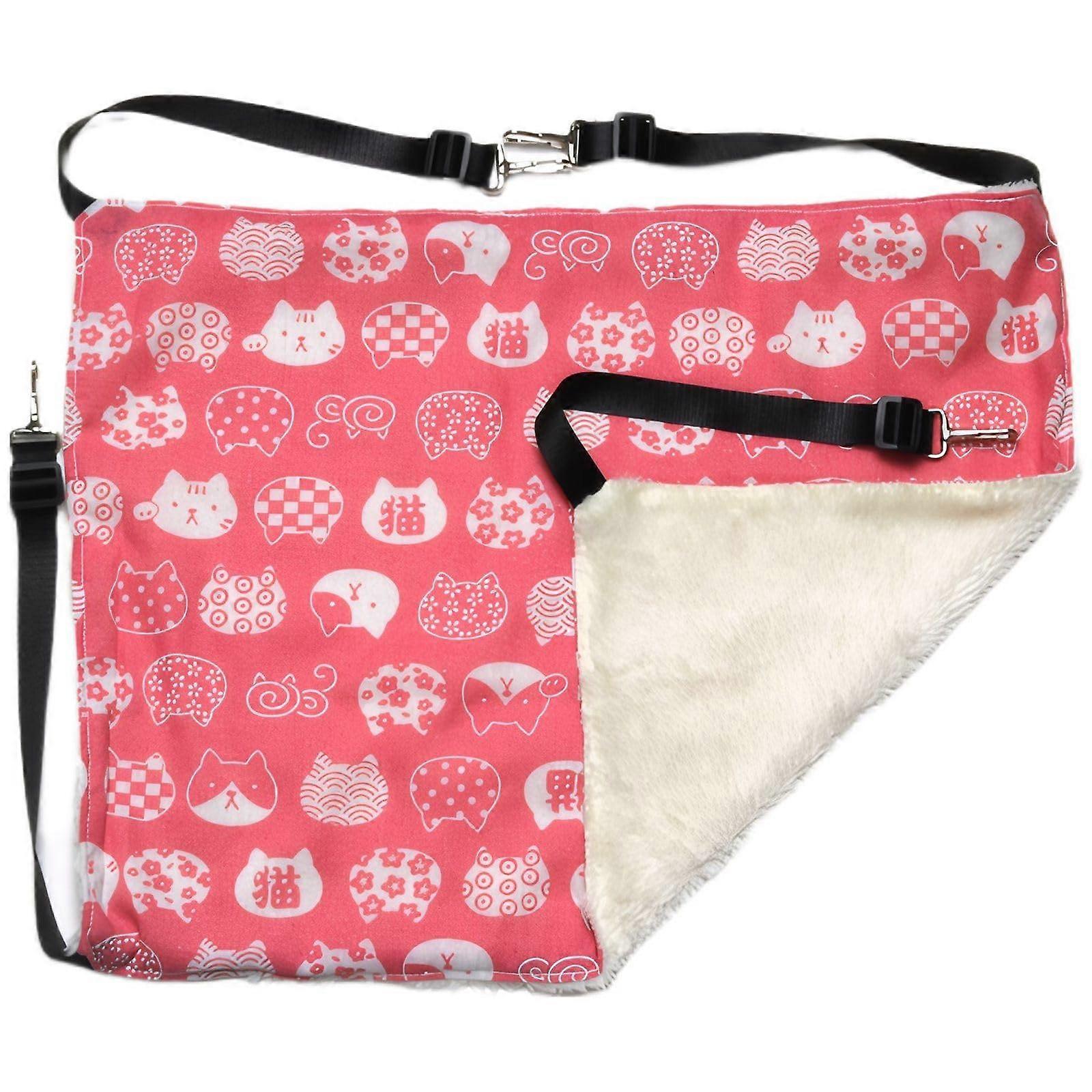 Cat Hammock Elevated Cozy Hanging Bed with Fleece Lining, Breathable Cotton, Adjustable Straps