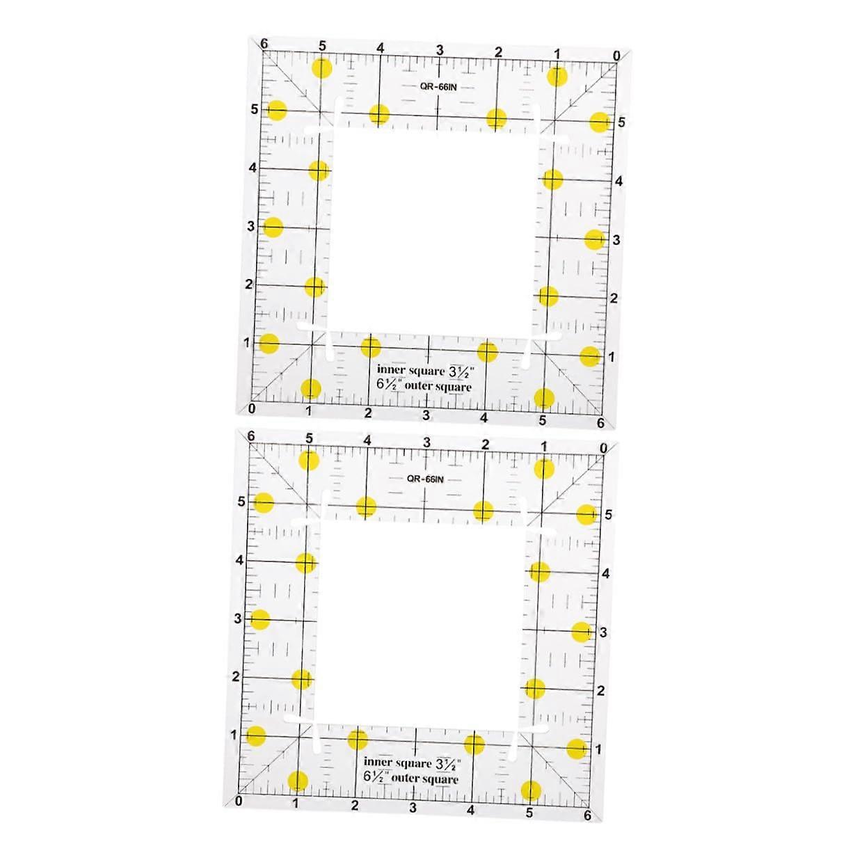 2pcs Transparent Square Quilting Ruler Set with Slotted Center for Accurate Alignment and Sewing