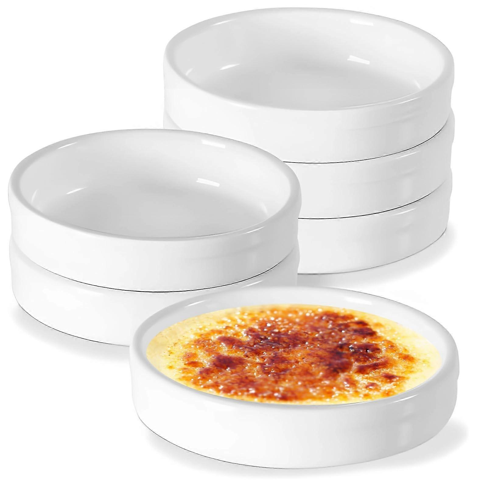Ceramic Ramekin Baking Set 4.5in Shallow Mini Pie Dishes Oven Microwave Safe Single Serve 6pcs