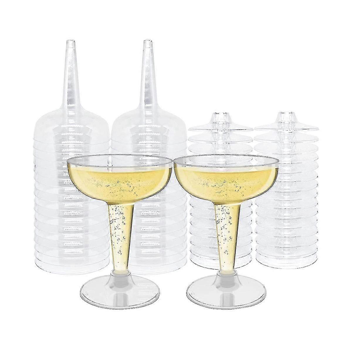 50 Pack Plastic Goblet, 4oz Stem Disposable Martini Glasses For Parties, Stackable Plastic Cocktail-hao