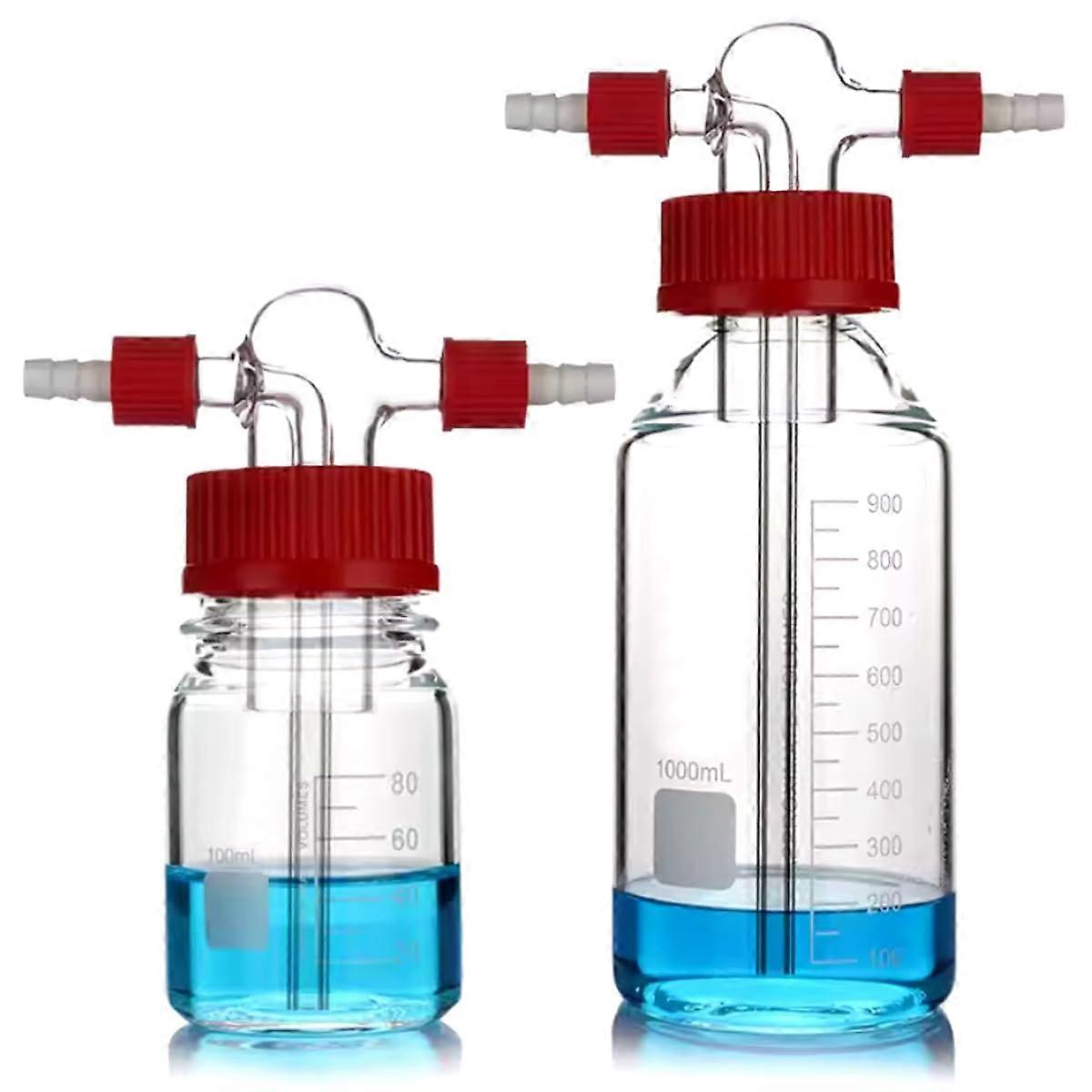 500ml Borosilicate Gas Washing Bottle with GL45 Cap, Graduated Laboratory Buffer Scrubber