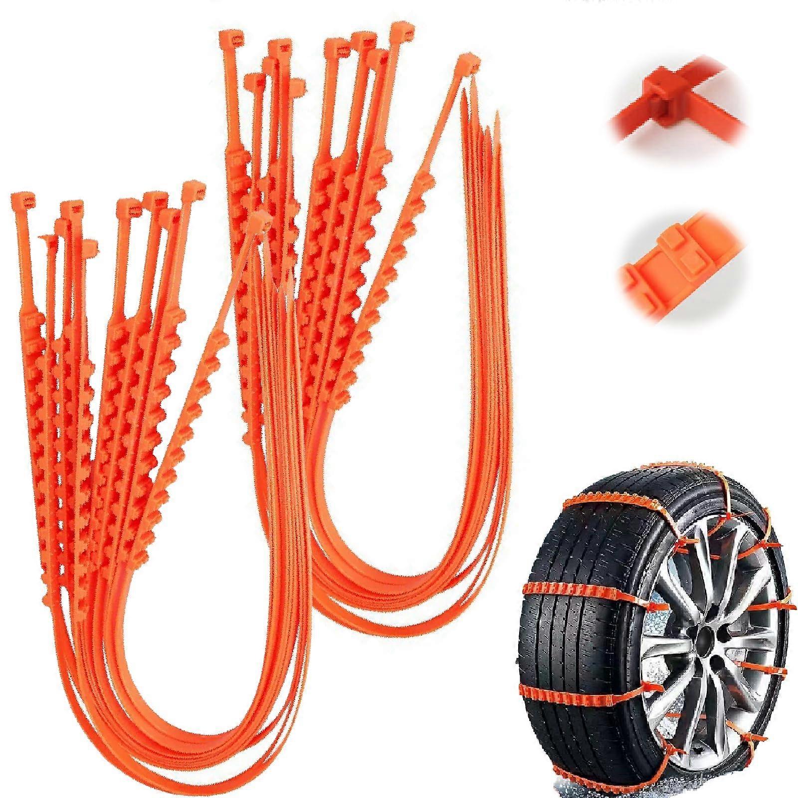 40pcs Universal Car Tire Snow Chains Adjustable AntiSlip Nylon Straps for Winter Driving