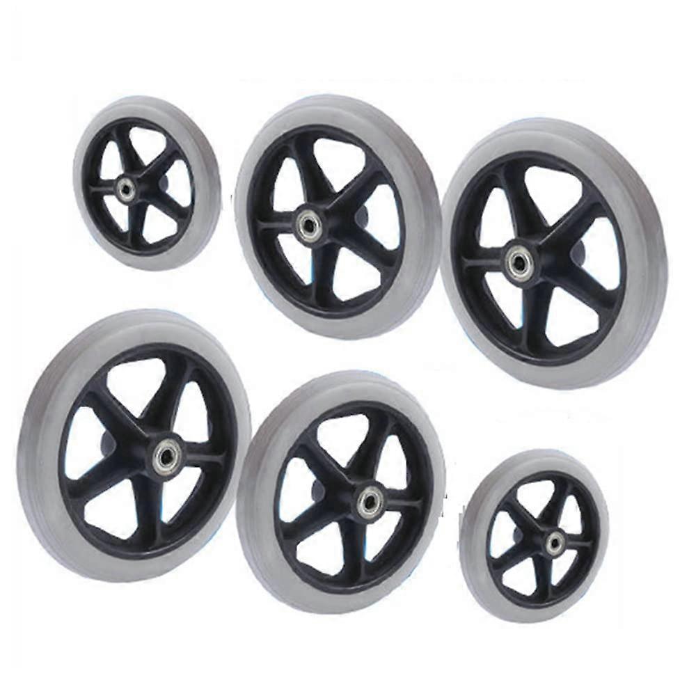 Wheelchair Replacement Wheels Pair 6 Inch Gray PU Front Casters for Walker Smooth Indoor Rolling