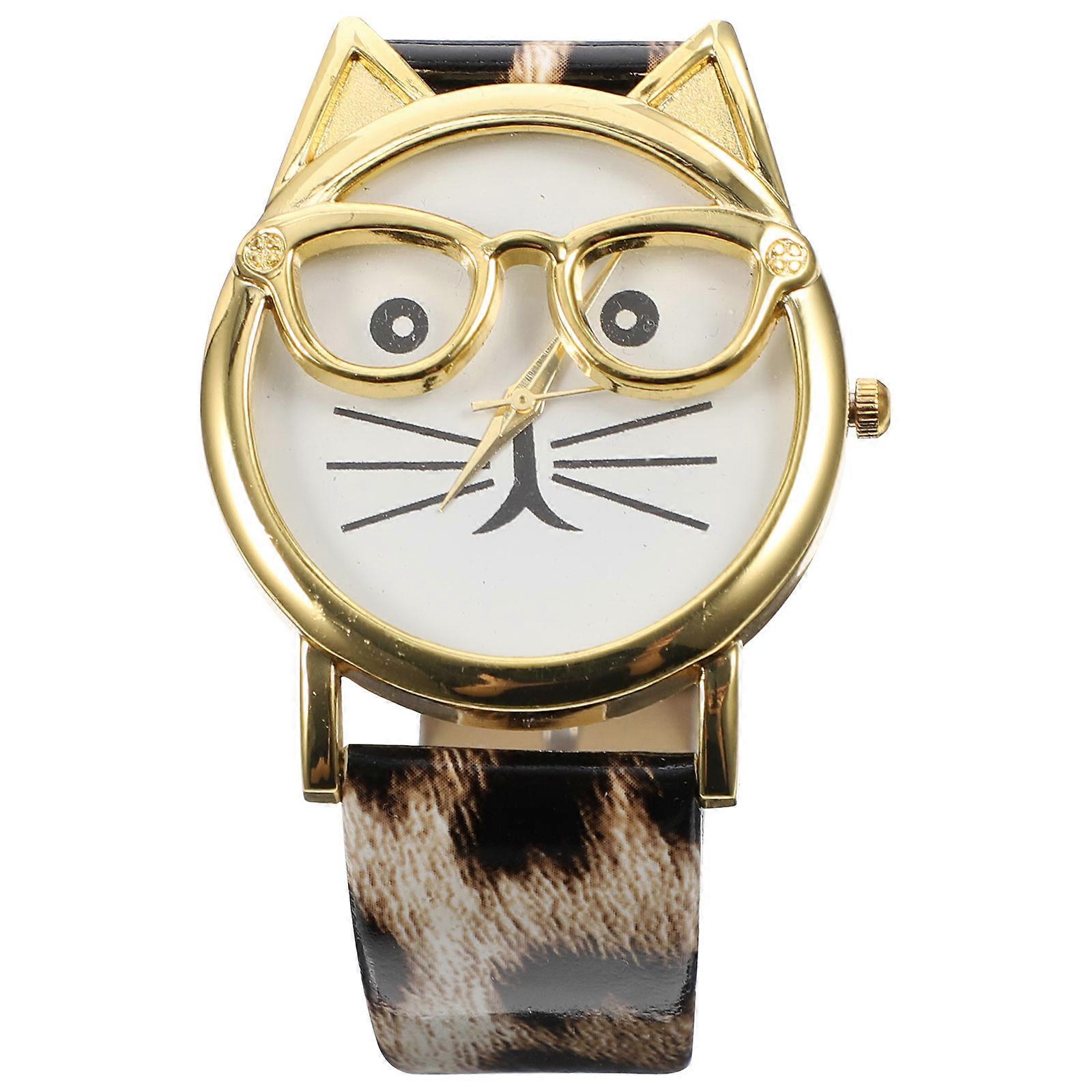 Girls Watch with Cute Cat Beard Pattern for Decoration Use