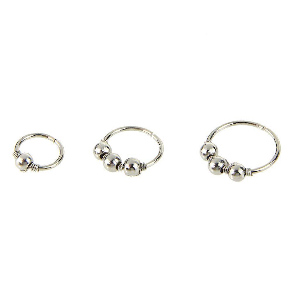 Silver Nose Bead Ring Nostril Ring for Nose Decoration 3Pcs Set