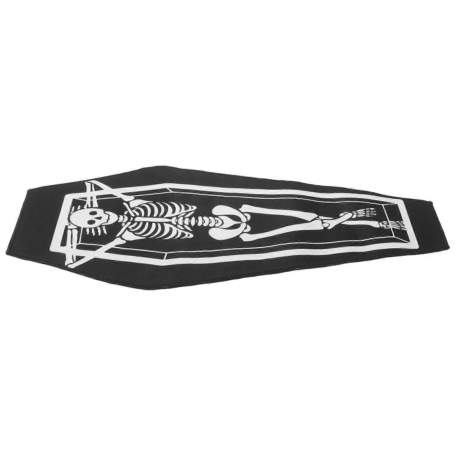 Halloween Coffin Floor Mat for Decor Gothic Skeleton Patterned Doormat