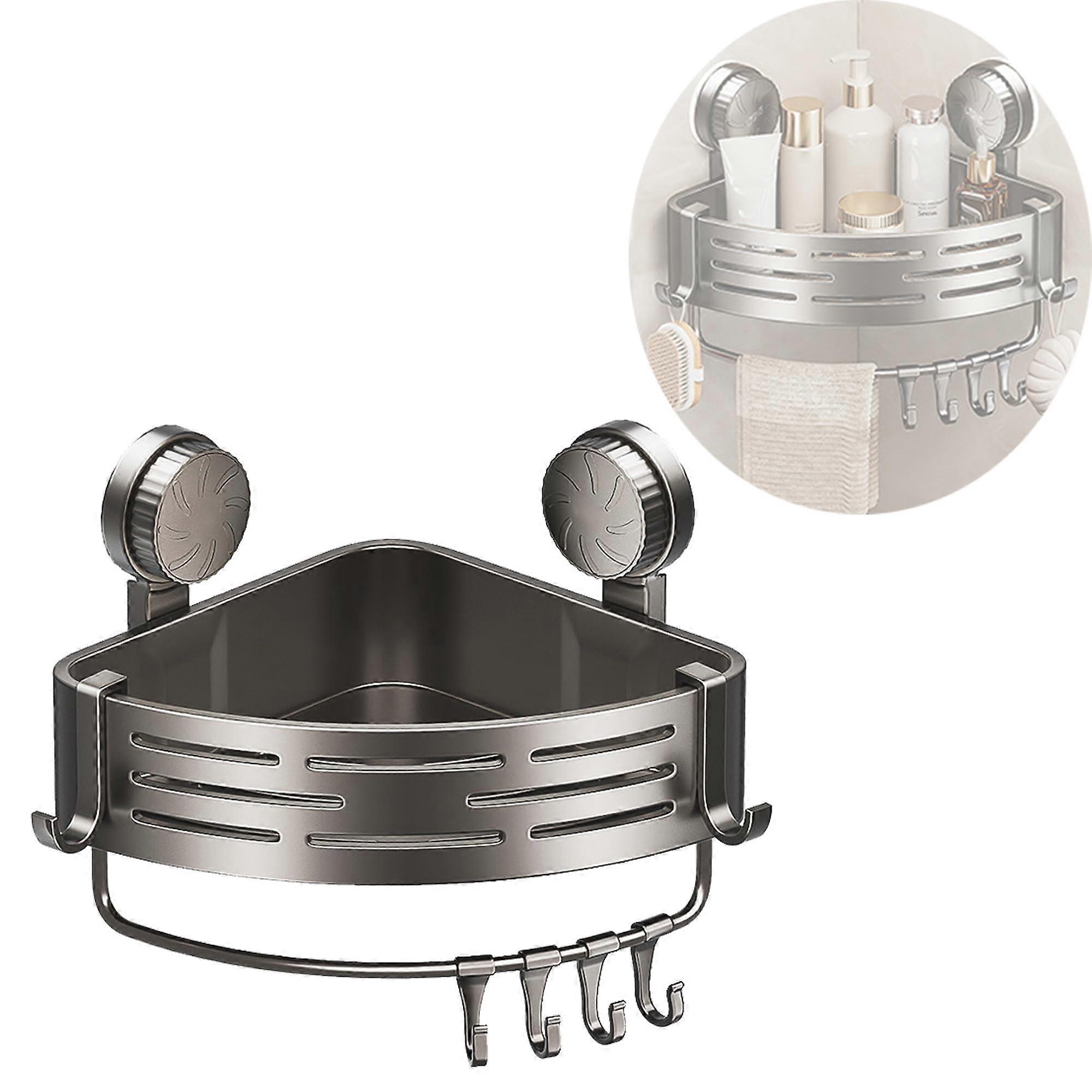 Rustproof Corner Shower Caddy with Adjustable Suction Cup NoDrill Bathroom Triangle Shelf