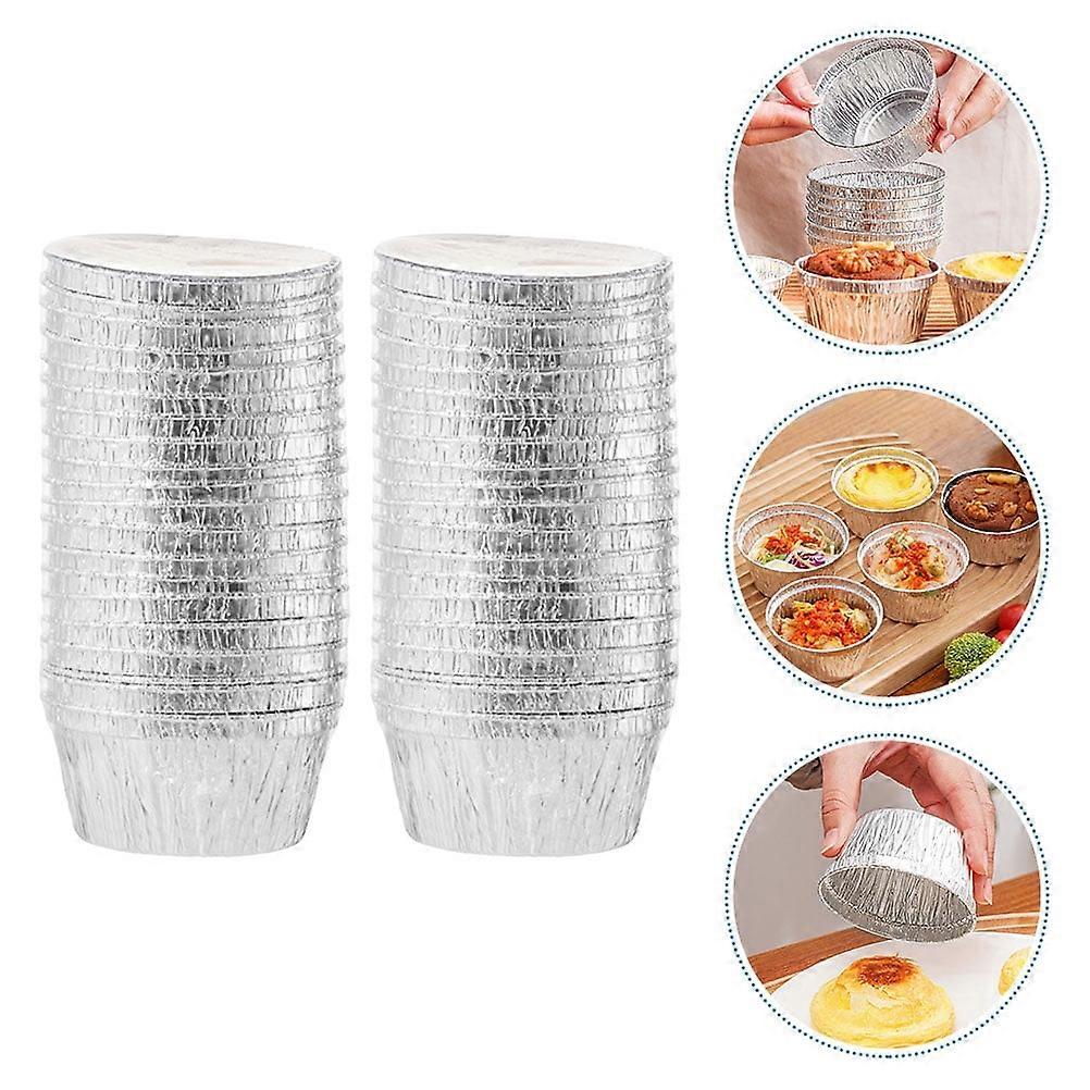 Silver Tin Foil Cupcake Liners Compact Design for Kitchen Baking