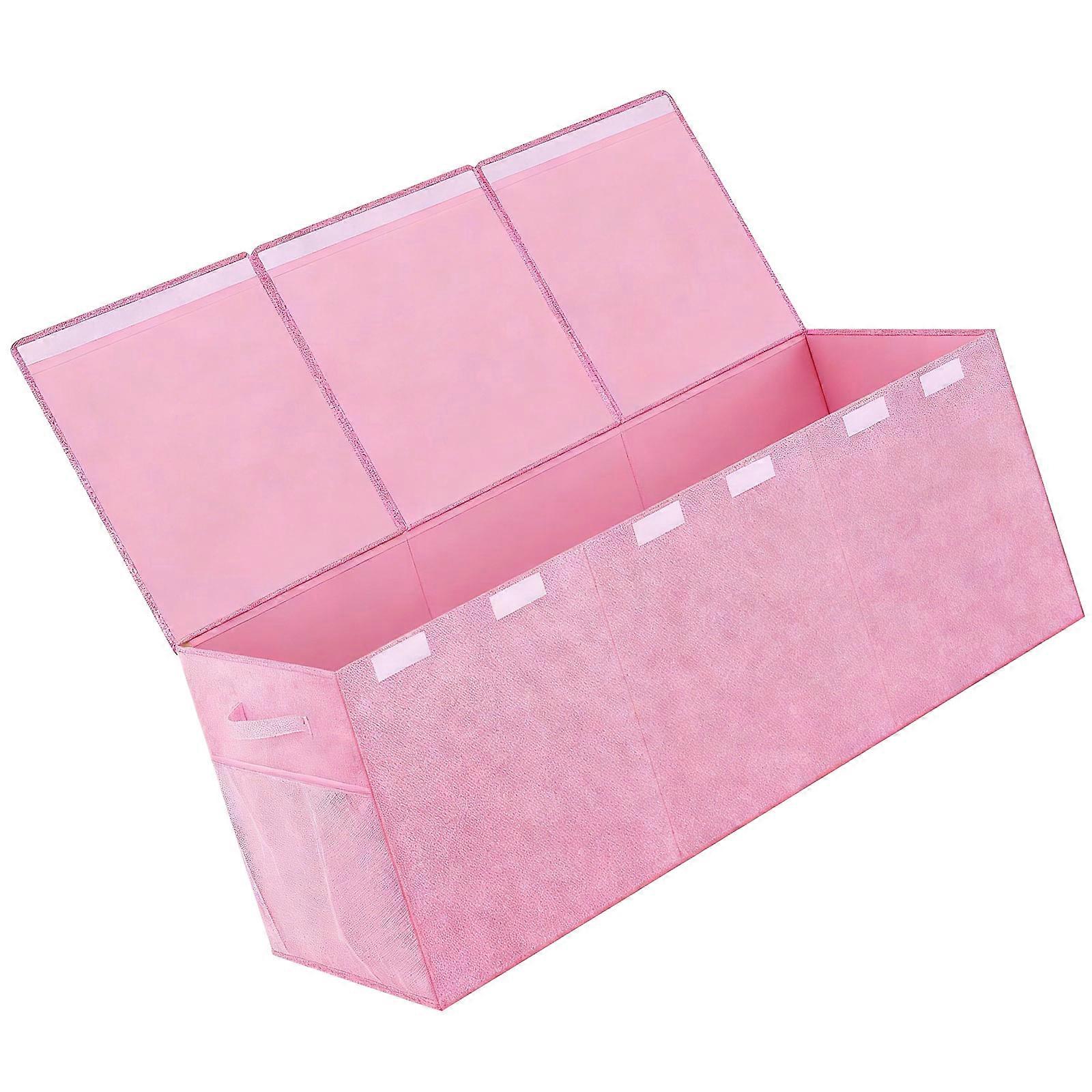 Çıkarılabilir bölmeleri ve dayanıklı plastik paneli ile geniş çocuk kumaş oyuncak saklama ünitesi, pembe renk.