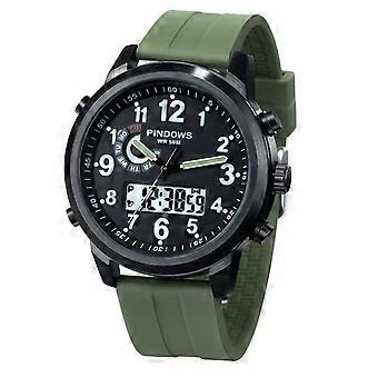 Men's Military Digital-Analog Quartz Watch, Waterproof, Stainless Steel, Multifunctional Sport Watch Compatible with All Wrist Sizes