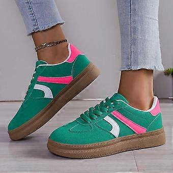 Suede Lace Up Flat Casual Shoes Comfortable Loafers For Daily Walking And Outing Green 40