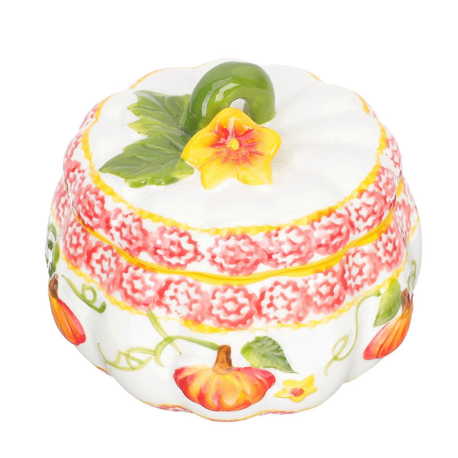 Ceramic Candy Holder Pumpkin Shape Jar for Home Use