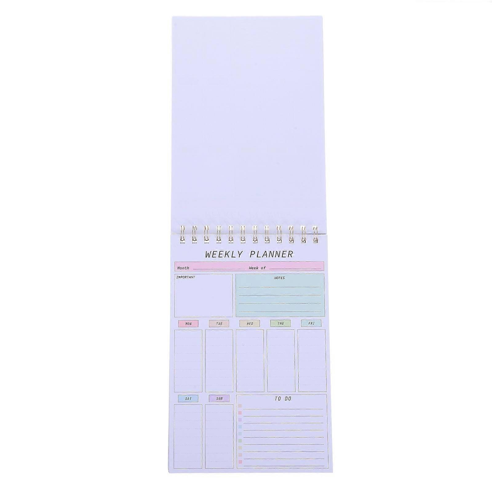 Weekly Planner Notepad for Efficient Work Organization Multi Color Paper Iron