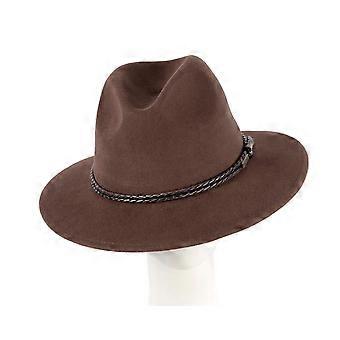 Unisex Brown Fedora Felt Wide Brim Crushable Hat J1847BR