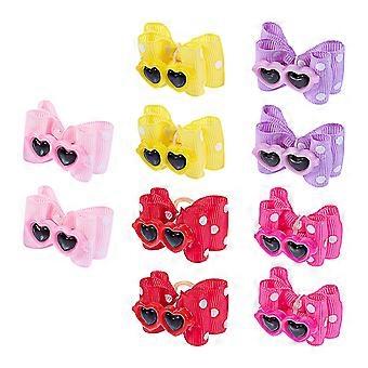 Pet Dog Hairpins Bowknot Glasses Style Hair Clips for 10Pcs Decorative Use