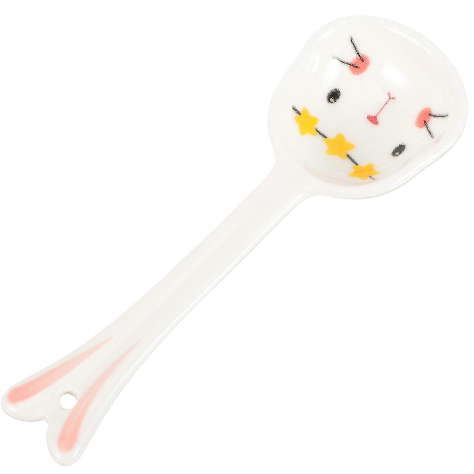 Bunny Pattern Spoon Ceramic Spoon for Home Use Hand Crafted