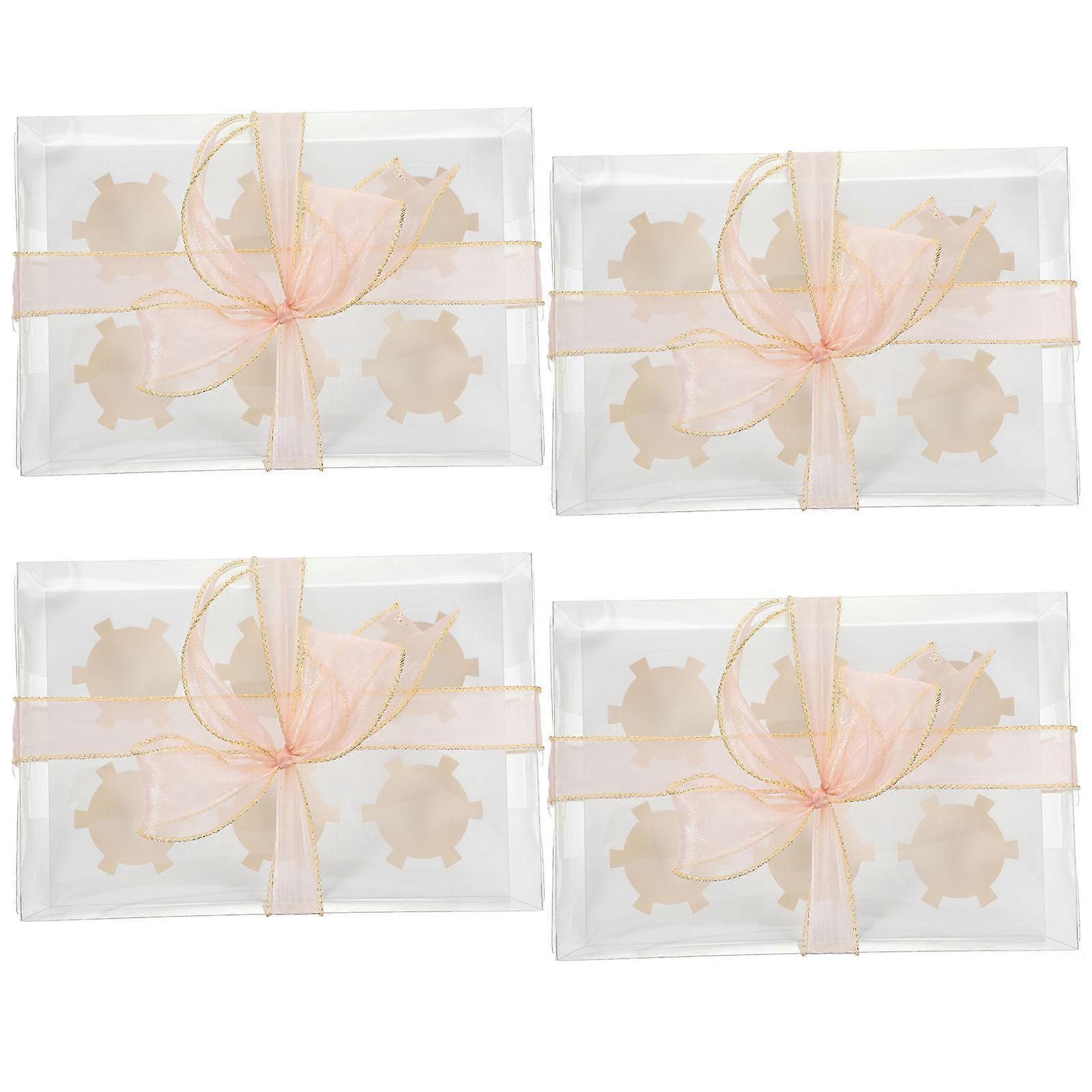 Egg Cake Paper Cupcake Boxes for Packaging with 4Pcs Clear Cake Boxes