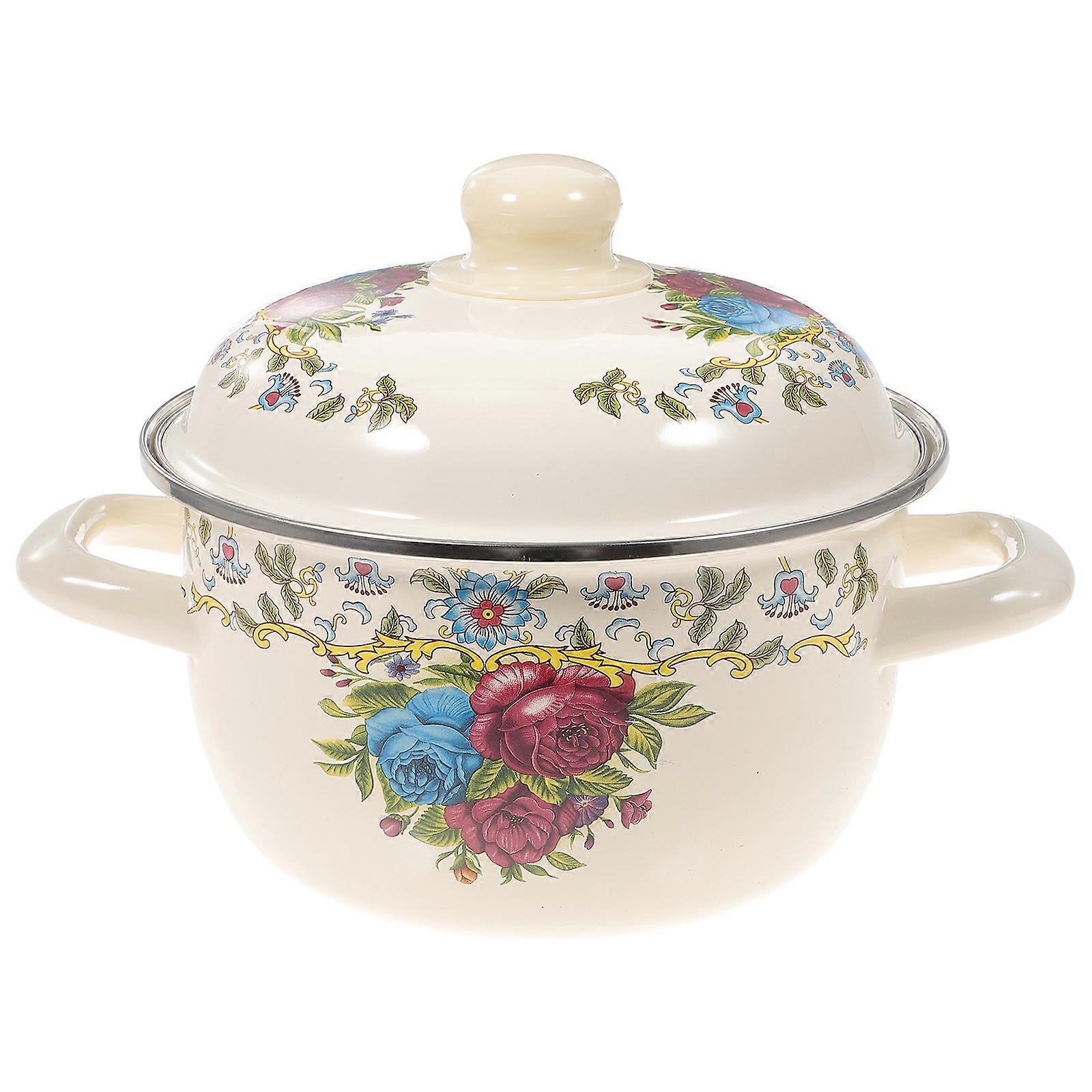 Multi-Function Soup Pot for Cooking 1Pcs Enamel Stew Pot with Handle