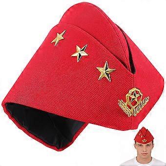 Matroos Dans Hoed Square Dance Performance Zeilboot Fan Stewardess Boot Herfst Drie Sterren Tarwe Baretten Militaire Cap (Rood)