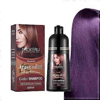 Shampoo Tintura Capilar com Óleo de Argan 2026 500ml em Minutos, Coloração Instantânea para Cabelo, Presente Ideal para Mulheres e Homens, Roxo, kkoukL