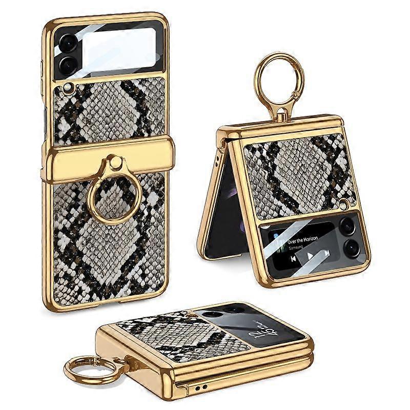 GKK Plating Leather Flip Case For Samsung Galaxy Z Flip3 5G Python Texture