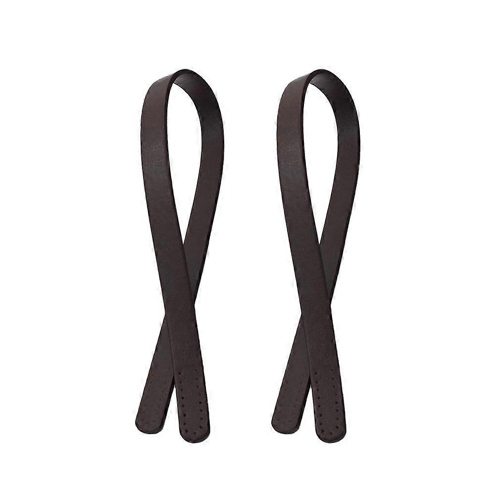 2개입 60cm PU 가죽 핸드백 손잡이 내구성 있는 토트백 교체 스트랩 다공성 핸드스티치 가방 벨트 여성용 DIY 파우치 (진한 커피색)