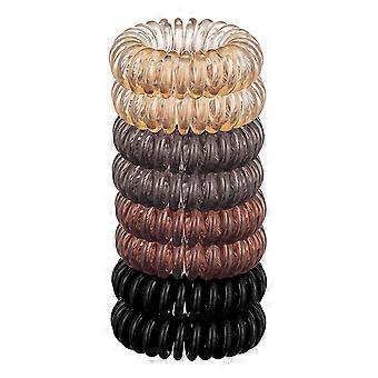 Laços de cabelo espiral, laços de cabelo de bobina, laços de cabelo do fio de telefone, bobinas de cabelo de rabo de cavalo sem vinco - 8 Pcs, Morena